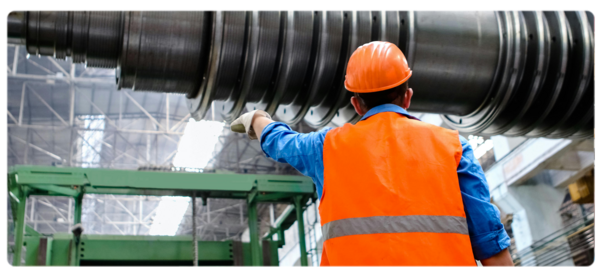 Engineer inspects production in a facility